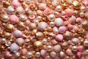 Rose Gold Seashell Pearls Aesthetic Wallpaper