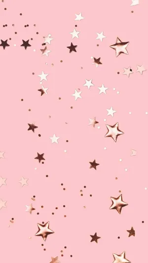 Rose Gold Stars Pastel Background Wallpaper