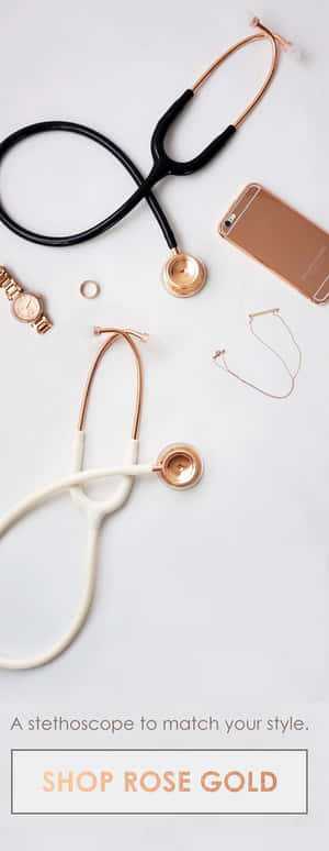 Rose Gold Stethoscopeand Accessories Wallpaper