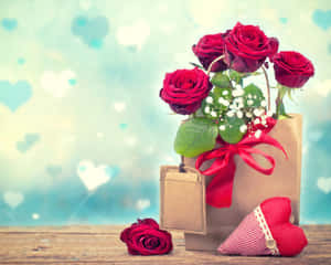 Rose Heart Shaped Arrangement Wallpaper