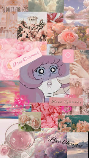 Rose Quartz Inspired Collage Wallpaper