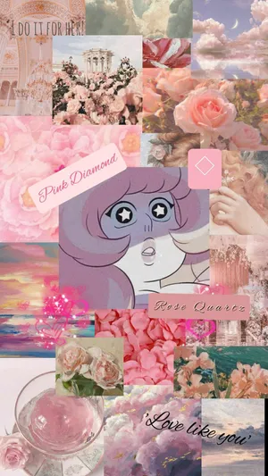 Rose Quartz Inspired Collage Wallpaper