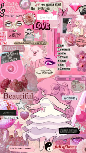 Rose Quartz Inspired Collage Art Wallpaper