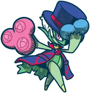 Roserade Wearing Top Hat Cape Wallpaper