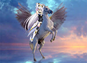 Rossweisse Riding Pegasus Fantasy Art Wallpaper