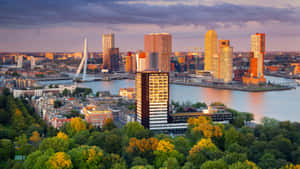 Rotterdam Skyline Dusk View Wallpaper