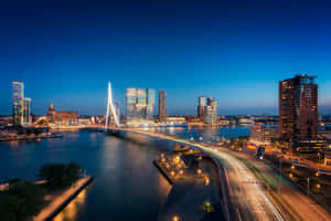 Rotterdam Skyline Dusk View Wallpaper