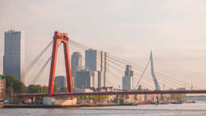 Rotterdam Willemsbrugand Erasmusbrugat Dusk Wallpaper