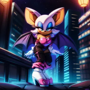 Rougethe Bat Nighttime Cityscape Wallpaper