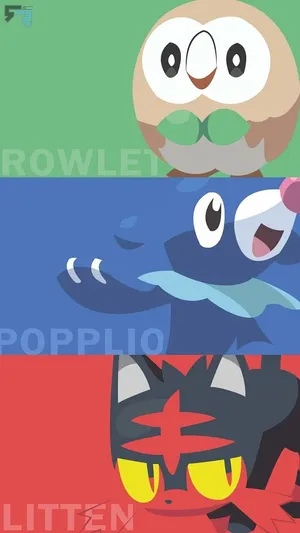 Rowlet, Popplio, And Litten Wallpaper