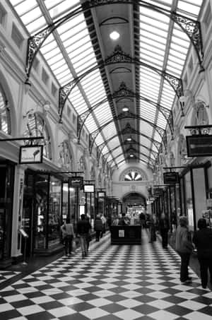 Royal Arcade Melbourne Interior Blackand White Wallpaper