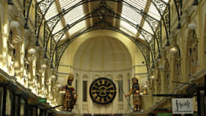Royal Arcade Melbourne Interior Clockand Figures Wallpaper