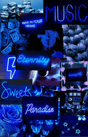 Royal Blue Aesthetic Collage Wallpaper