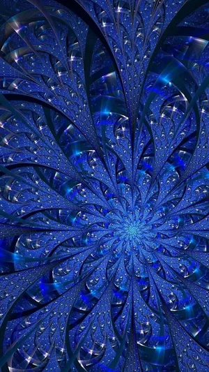 Royal Blue Fractal Spiral Wallpaper