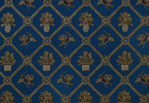 Royal Blue Gold Pattern Texture Wallpaper