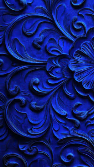 Royal Blue Ornate Floral Design Wallpaper