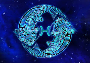 Royal Blue Pisces Star Sign Wallpaper