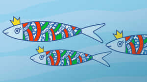 Royal Sardines Patterned Artwork Wallpaper