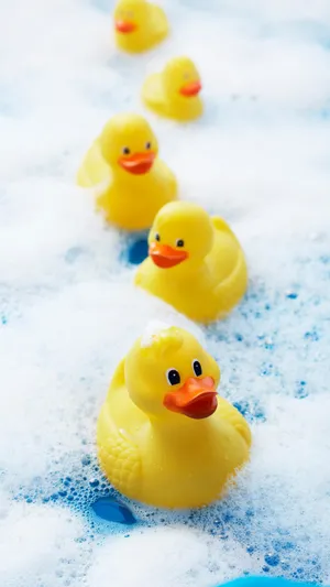 Rubber Ducksin Bubbles Wallpaper