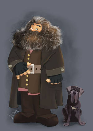 Rubeus Hagrid And Fang Art Wallpaper