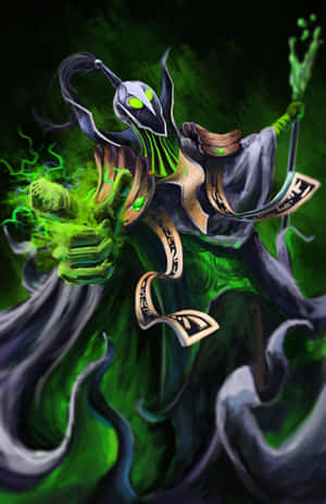 Rubick The Grand Magus In Action, Performing A Powerful Spell In The World Of Dota 2 Wallpaper