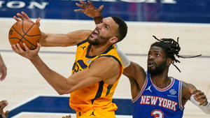 Rudy Gobert Contested By Nerlens Noel Wallpaper