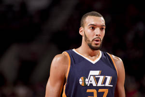 Rudy Gobert White Jazz Jersey Logo Wallpaper