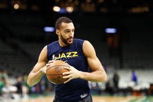 Rudy Gobert Yellow Jazz Logo Wallpaper