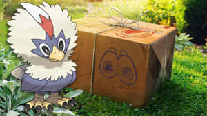 Rufflet Beside A Package Box Wallpaper
