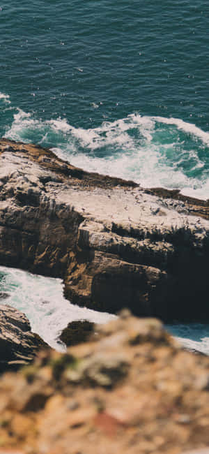 Rugged Coastline Waves_ Summer Beach Aesthetic.jpg Wallpaper