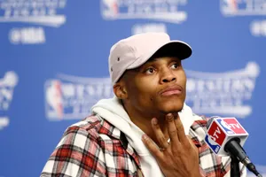 Russell Westbrook Nba Conference Wallpaper