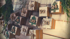 Rustic Advent Calendar Boxes Wallpaper