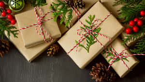 Rustic Christmas Gift Wrapping Wallpaper