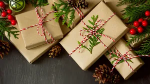 Rustic Christmas Gift Wrapping Wallpaper