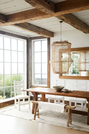 Rustic Coastal Dining Room Decor Wallpaper