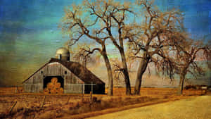 Rustic Country Farm Landscape Wallpaper