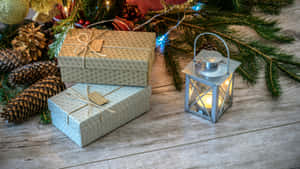 Rustic Holiday Gift Boxes Wallpaper