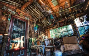 Rustic Workshop Interior Wallpaper