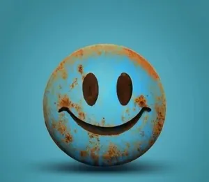Rusty Blue Smiley Face Wallpaper