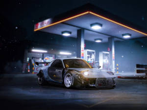 Rx7 Car At Gas Station Wallpaper