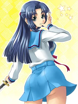 Ryoko Asakura Posing Confidently Against A Scenic Backdrop Wallpaper