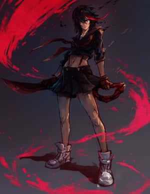 Ryuko Matoi Wearing Senketsu In An Intense Battle Scene From Kill La Kill Wallpaper