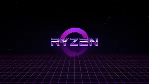 Ryzen Logo Retro Grid Background Wallpaper