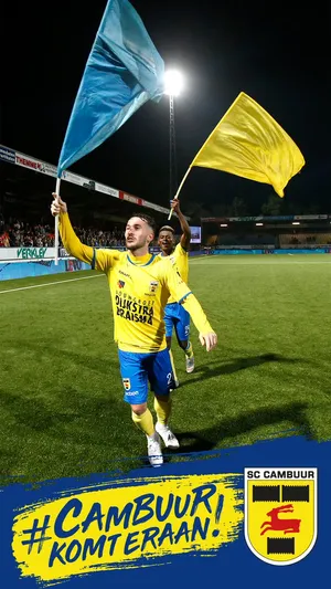 S C Cambuur Players Celebratingwith Flags Wallpaper