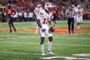 S M U Football Player Pre Game Concentration Wallpaper