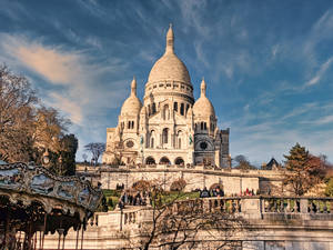 Sacre Coeur Basilica Carousel And Bridge Wallpaper