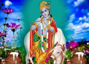 Sacred Interaction Between Krishna And Arjun Wallpaper