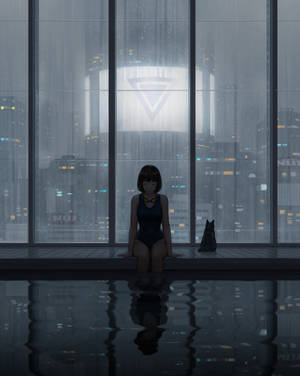 Sad Aesthetic Cyberpunk Girl Wallpaper