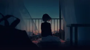 Sad Aesthetic Desktop Anime Girl In Darkness Wallpaper