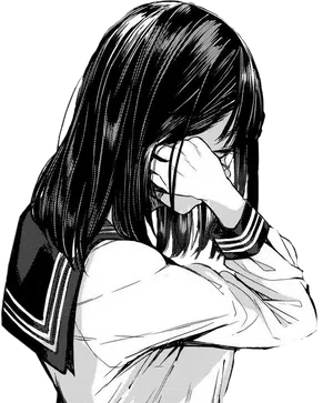 Sad Anime Girl Black And White In Uniform Wallpaper